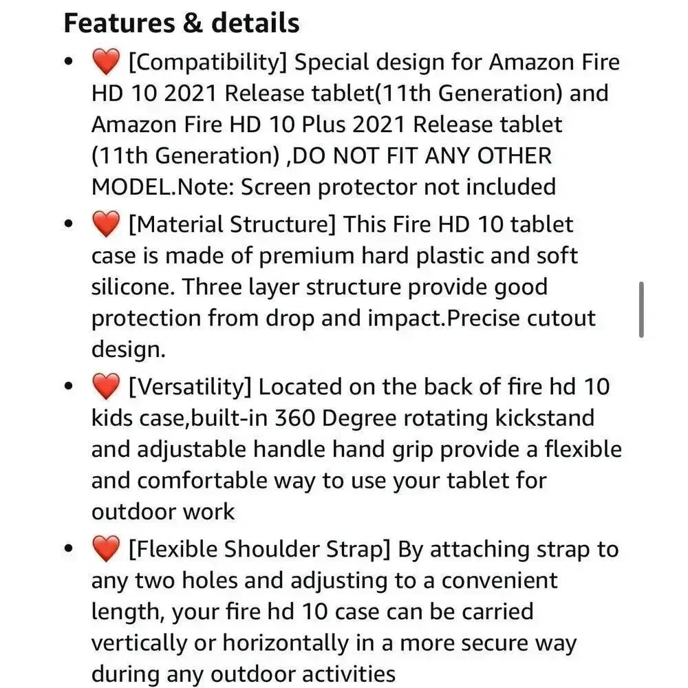 Fire HD 10/HD 10 Plus 11th Generation 2021 Case, Stand Carrying Strap Kids Cover